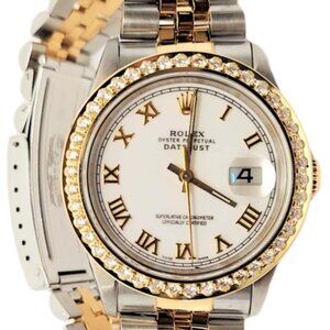 Rolex 36mm Datejust 16233 White roman Two-tone 2CT Diamond jubilee